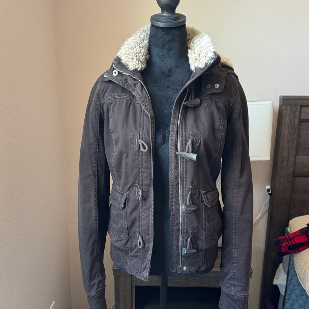 Vintage Abercrombie & Fitch Red and Gray Plaid Jacket (remove able hood)